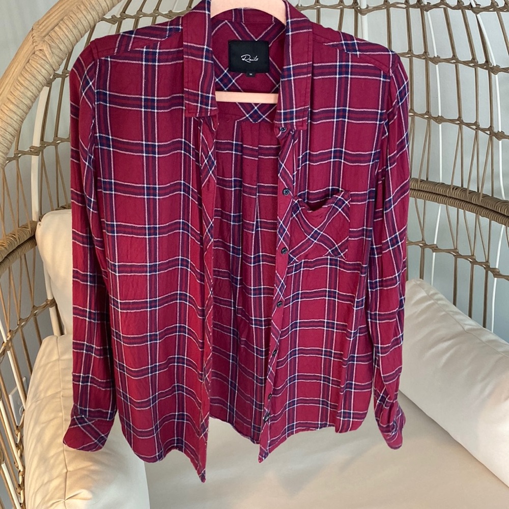 Rails burgundy long sleeve Flannel button up.